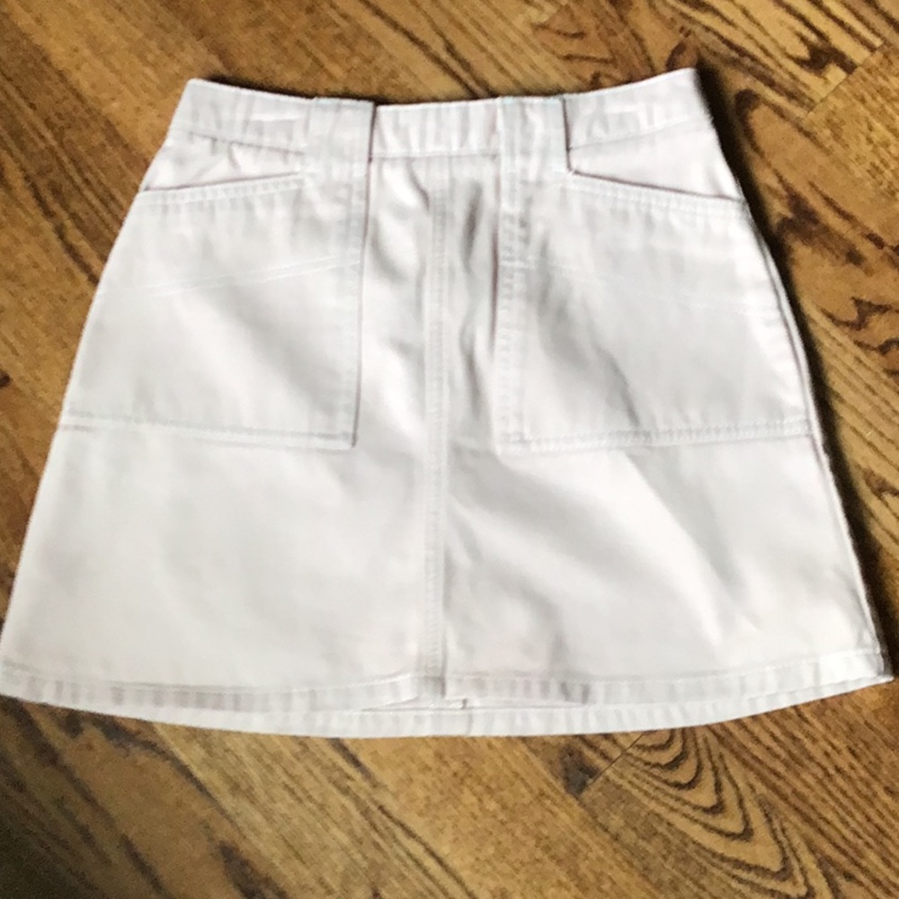 Blush colored denim skirt
